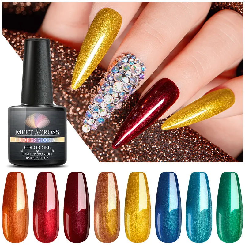Набор УФ-гель-лаков MEET ACROSS полуперманентный Праймер верхнее покрытие 8 мл стойкий