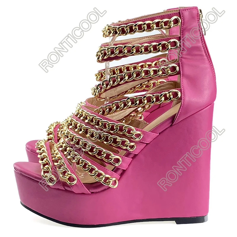 Женские сандалии с открытым носком на цепочке 11 цветов Размеры 35 45 47 52|Боссоножки