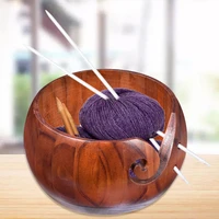 wooden yarn bowl handmade woven round bowl wool storage bowl for knitting and crochet