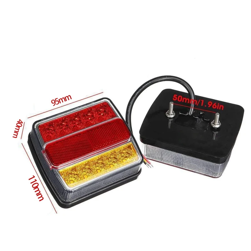 

2Pcs 12V 16 LED Marine Trailer Truck Tail Light Waterproof LED Stop Brake Lights Turn Signal Light License Plate Light