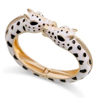 hahatoto trendy giraffe cuff bracelet statement bangle for women gold plating with colorful enamel animal bracelet pulseira
