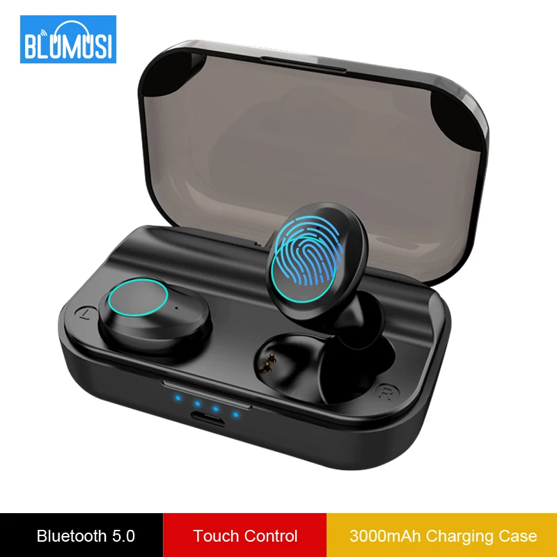 Беспроводные Bluetooth 5 0 наушники TWS стерео звук с 3000 мАч большой зарядный чехол и
