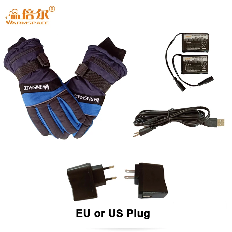 Зимние USB грелки для рук, электрические тепловые перчатки, перезаряжаемая батарея, перчатки с подогревом, перчатки для велоспорта, мотоцикла, велосипеда, лыжные перчатки унисекс
