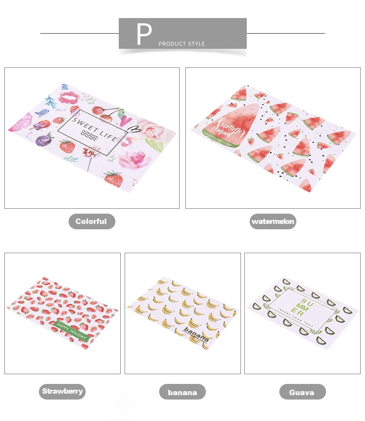 ANGNYA Fruit Printing Placemat Heat-Resistant Rectangular Vinyl Dining Table Mat 45X30cm Washable Non-slip Coaster Plant Style