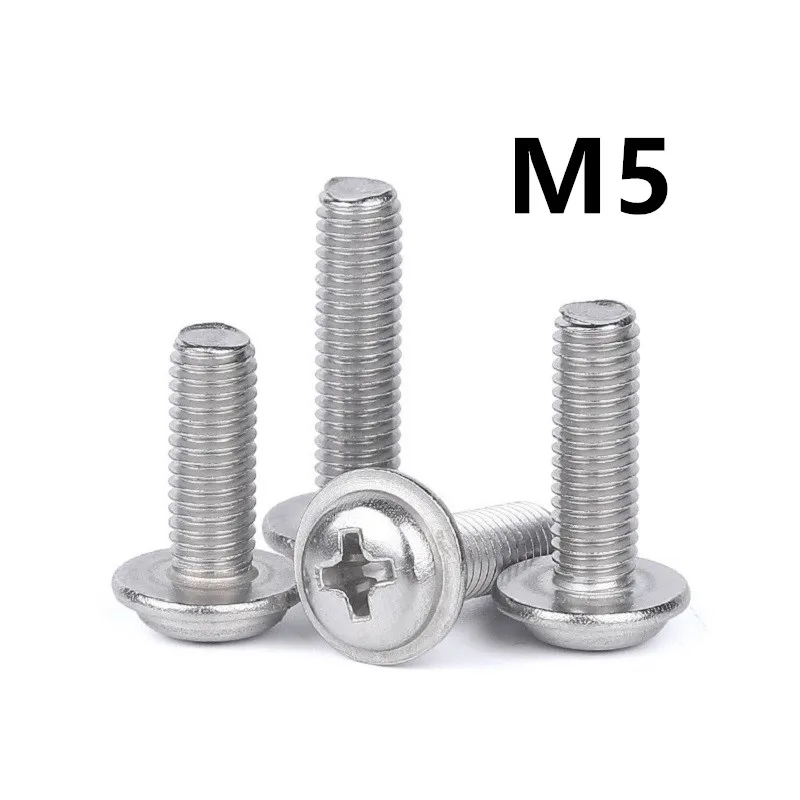 

60 шт. DIN967 M5x6/8/10/12/14/16/20/25/30/35/40 мм 304 Нержавеющая сталь Phillips Pan крепежные винты с воротником ШИМ
