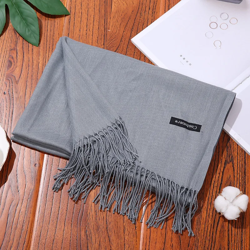

New Thicken Solid Women Men Cashmere Scarf Winter Black Gray Gentlemans Bussiness Scarves Foulard Femme Pashmina Blanket Shawl