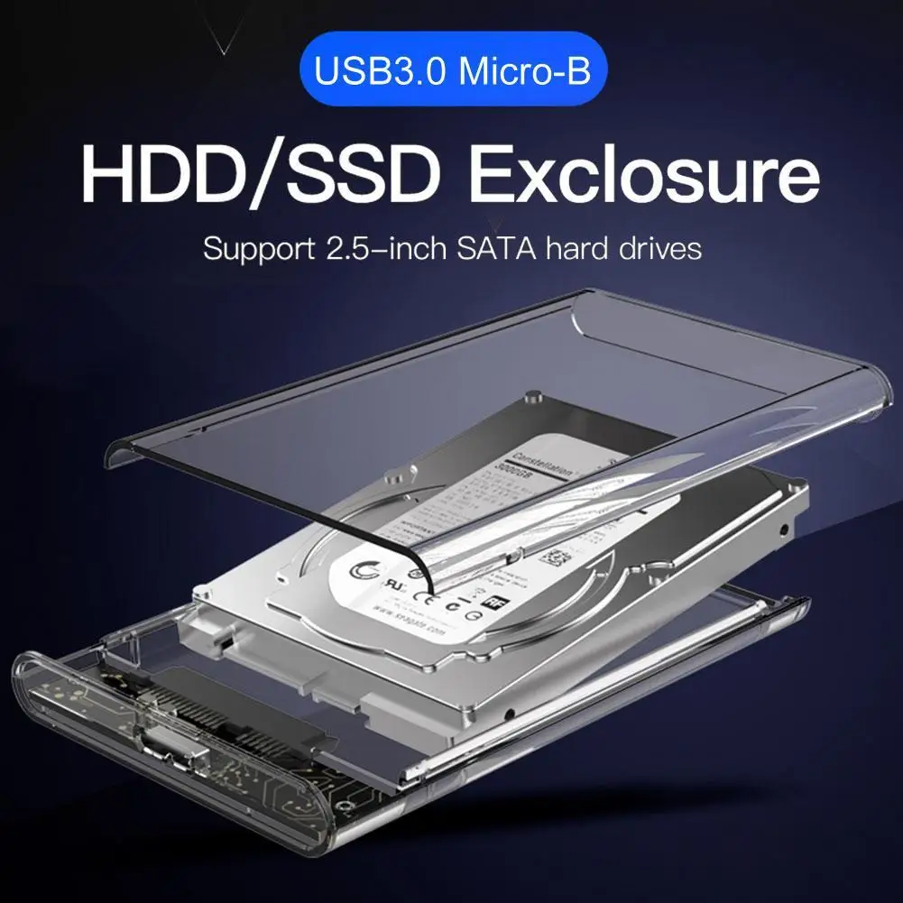 

5Gbps USB 3.0 SSD USB2.0 Mechanical Disk Transparent Mobile Hard Disk Box SATA SDD HDD Case External Storage Box