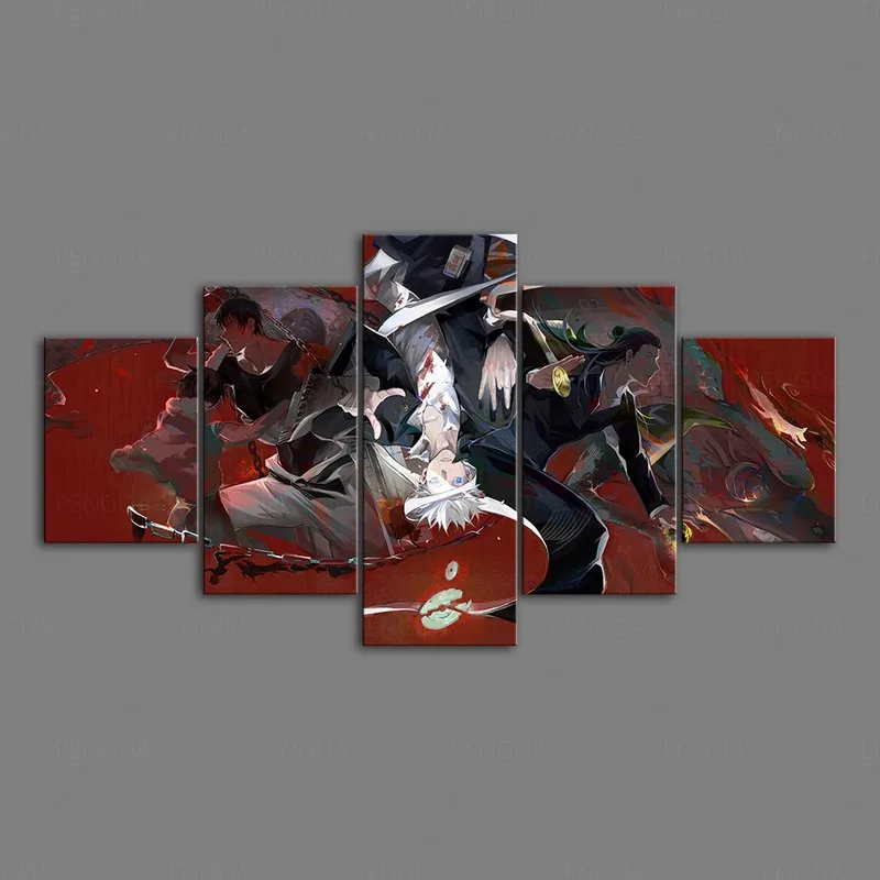 

5 шт. Jujutsu кайсен Wall Art плакат, картина в стиле японского аниме модульные картинки для Гостиная принты для домашнего декора