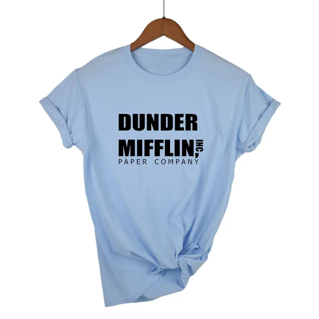 Light Blue-B Офисная Футболка женская dander Mifflin inc. бумажная компания Wernham Hogg ТВ шоу Майкл Скотт Космос женская футболка - Цвет: Light Blue-B