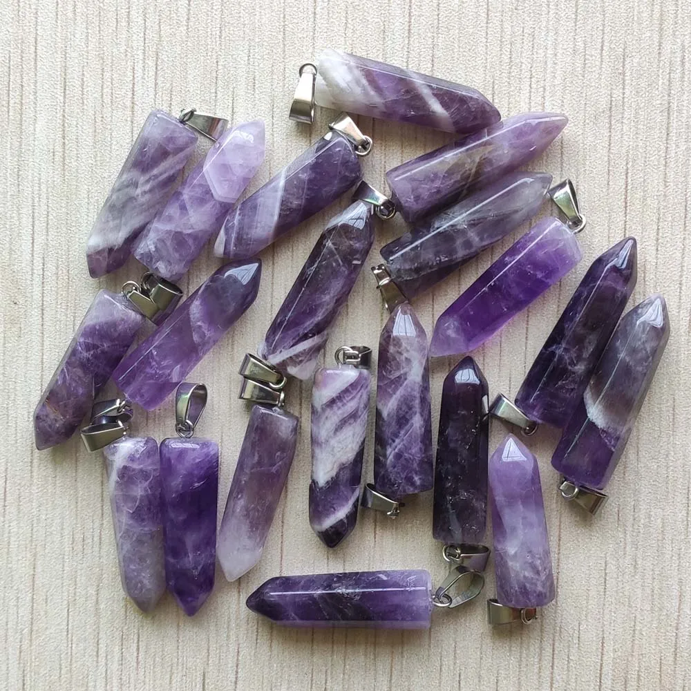 2018 Fashion good Quality Natural amethysts Stone pendulum charm pendants for jewelry making 12pcs/lot Wholesale free shipping | Украшения
