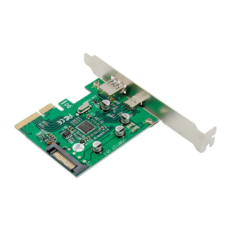 Add On Card PCIE TypeC A 2.4A Riser Super High Speed Dual Port USB 3.1 Expansion Chip Asmedia ASM1142 Converter Controller |