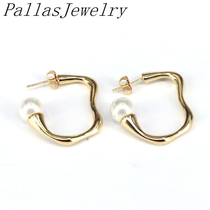 

5Pairs, Fashion White Pearl Earrings Gold Color Heart Jewelry Fashion Metal Elegant Hoop Earring Woman New Gift