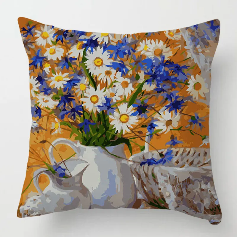 

Small Daisy Printing Cushion Cover Flowers Decorative Pillow Case Cushions Home Decro Pillowcases Throw pillow cover 45x45cm
