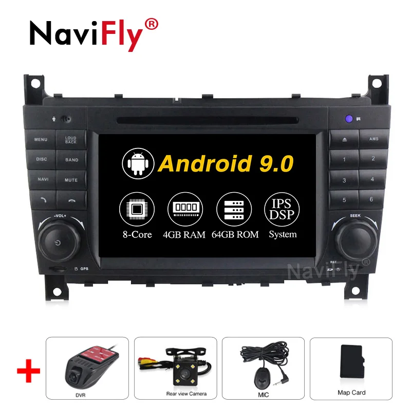 4GB-64GB-Cam-DVR NaviFly ips DSP Android 9 автомобильный dvd-плеер для Benz W203 W209 W219 A-Class A160 C-Class C180 C200 2 Din радио gps ADAS DVR Carplay - Цвет: 4GB-64GB-Cam-DVR