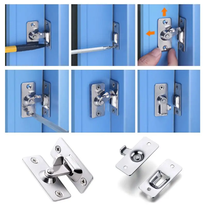 

Stainless Steel 90 Degree Buckle Hook Door Lock Bolt for Sliding Door Window Kit H55E