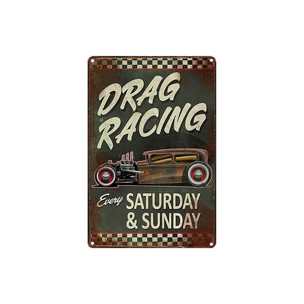 

Metal Tin Sign Drag Racing Poster Decor Bar Pub Home Vintage Retro Metal Flowers Wall Decor
