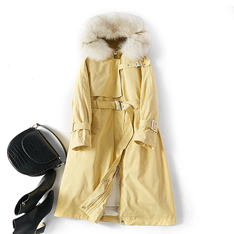 Женский пуховик с капюшоном Janveny Толстая теплая длинная парка на 90% белом утином