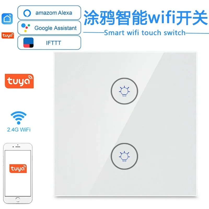 

1/2/3 Gang TUYA WiFi Smart Touch Switch No Neutral Remote Voice Control Intelligent WIFI Touch Wall Switch for Alexa Google Home