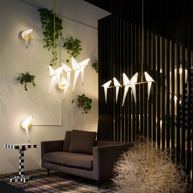 Бумажная люстра с птицами для столовой бара кухни островка искусство Декор