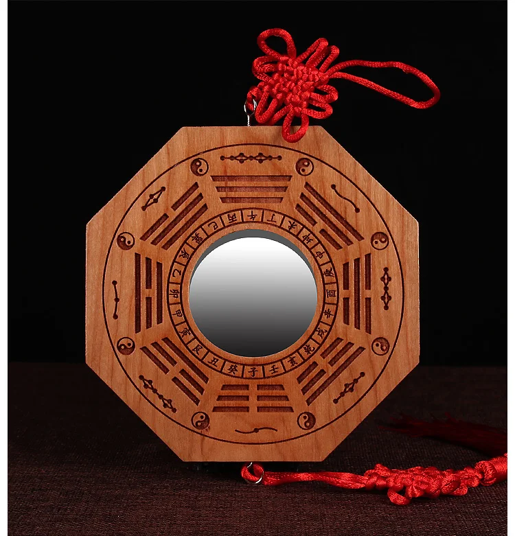 Традиционное китайское зеркало фэн шуй Бага деревянное выпуклое Lucky Dent/вогнутое