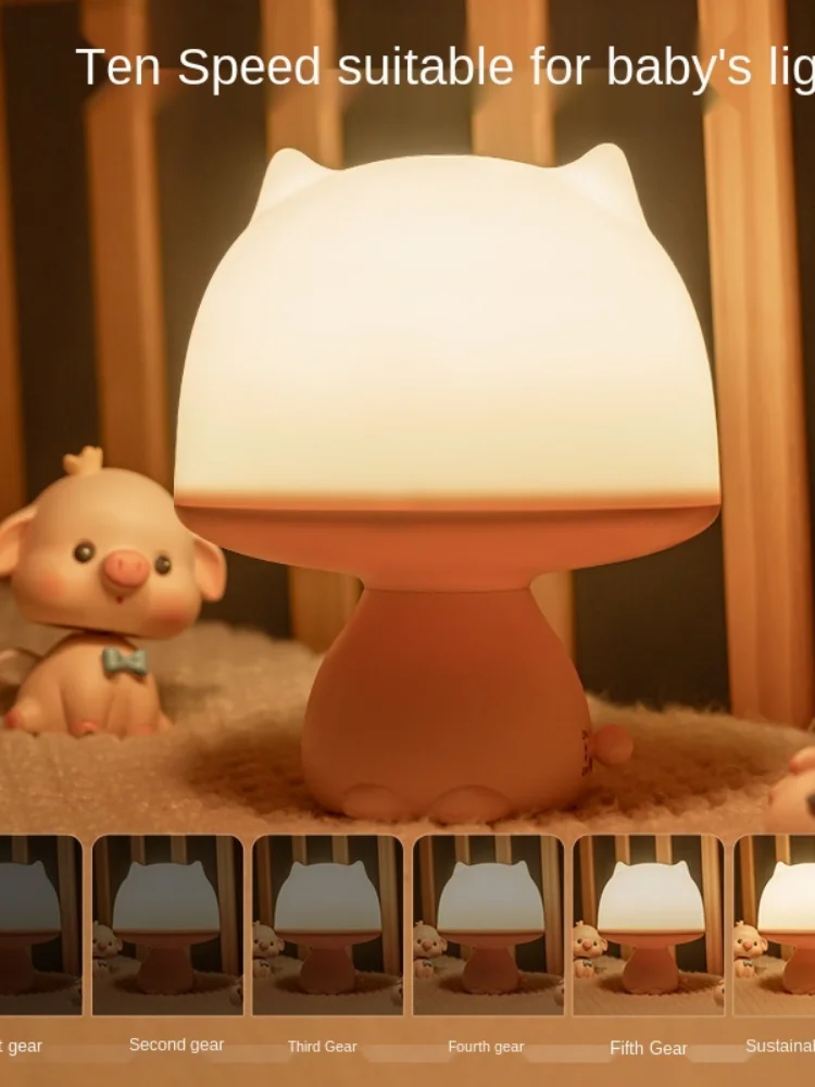 

Remote control small night light charging bedroom bedside can adjust the brightness time off lamp wireless desk lamp night light