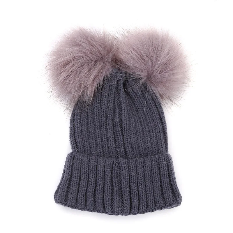 Милые детские шапки для девочек Теплая вязаная шапка мамы и дочки Одинаковые