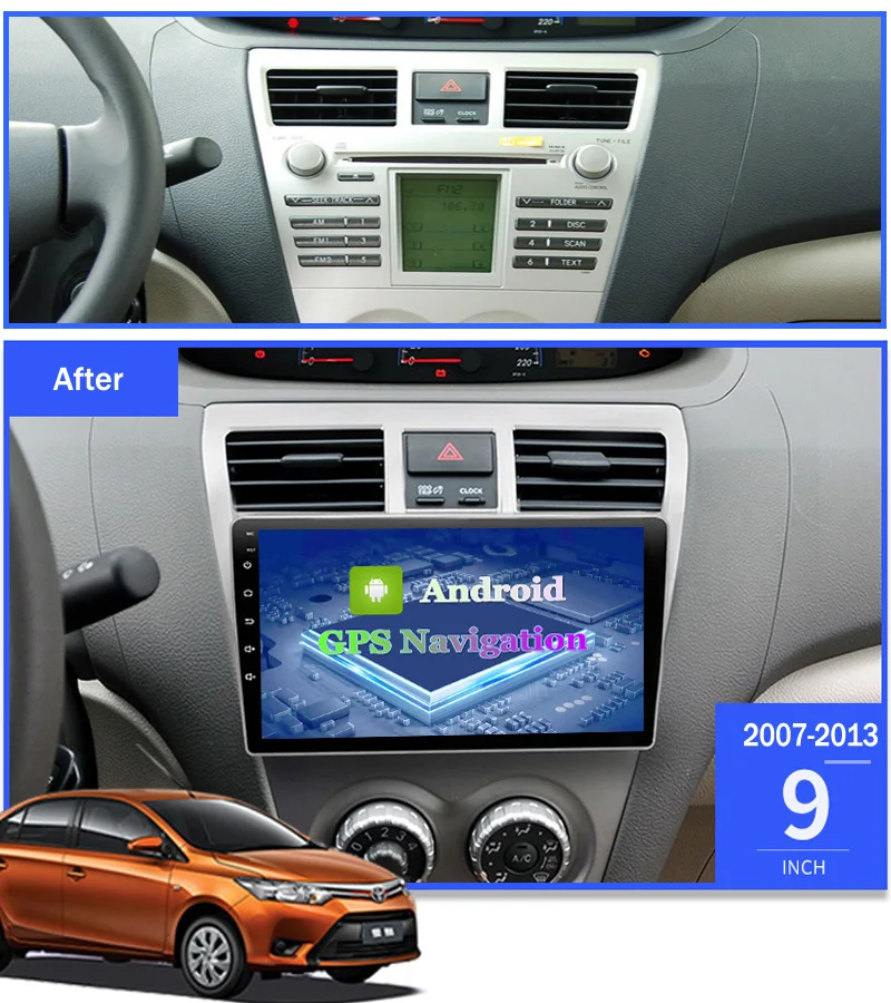 4G LTE 2G RAM Android 10 автомобильный DVD мультимедийный плеер GPS для Toyota Vios YARIS 2008-2013 аудио