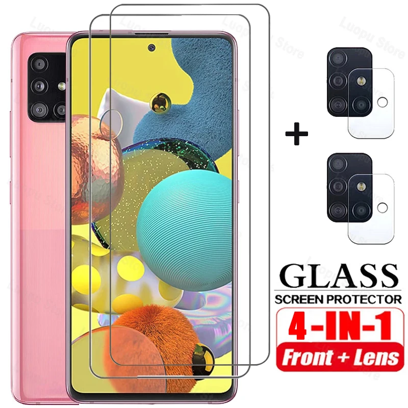 4 в 1 закаленное стекло для Samsung A51 A71 A50 A30 A21S A31 A02S A32 защита экрана пленка объектива
