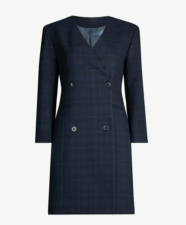 

Women Dress 2019 Spring and Summer New V-neck Plaid Suit Dress