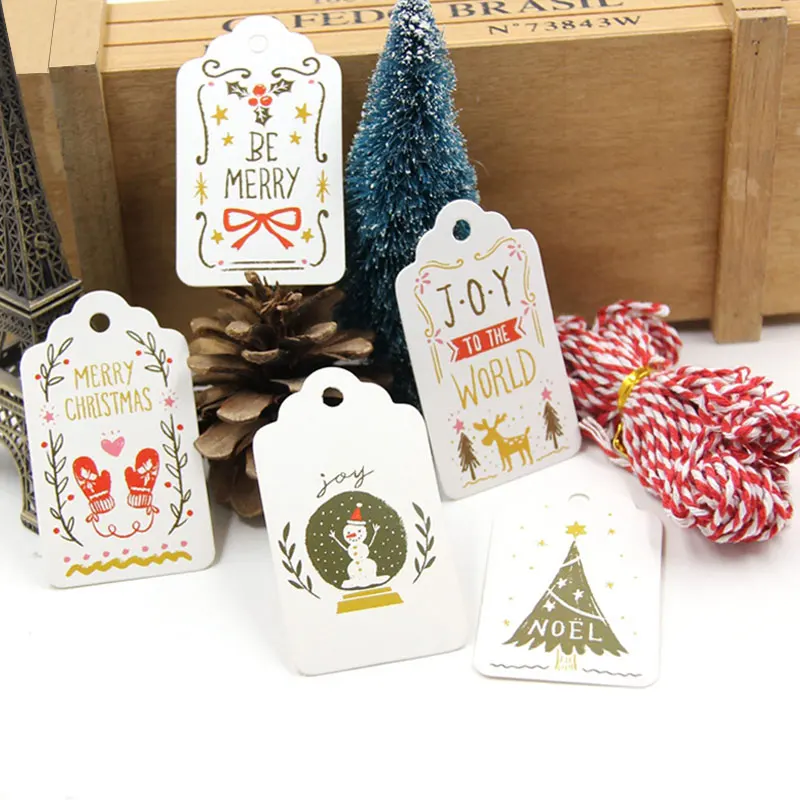 50 шт. многоцветные рождественские бумажные бирки для рождественской вечеринки
