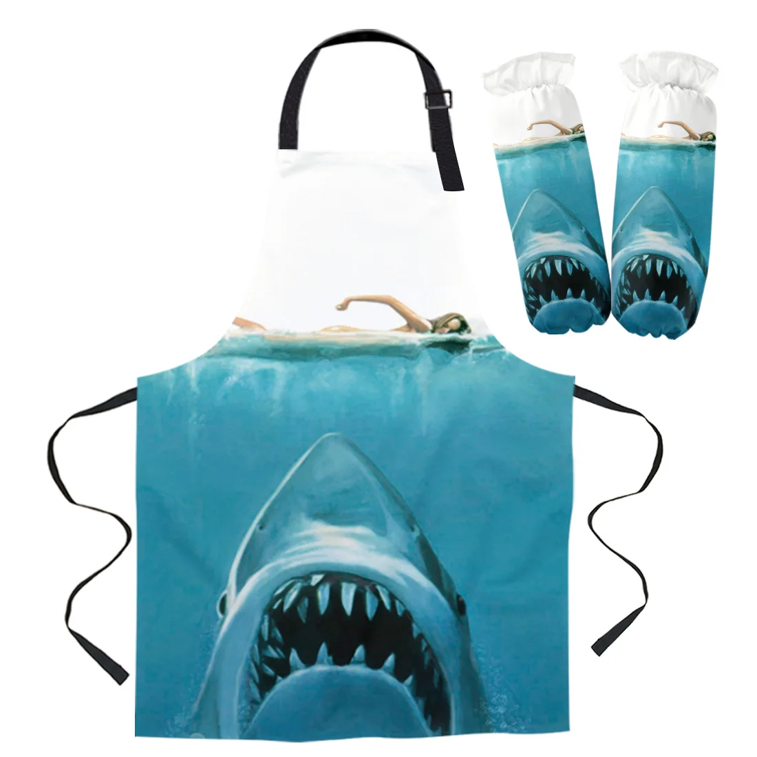 Фартук для женщин Акула глубокое море Короткий взрослых и детей манжета духовки