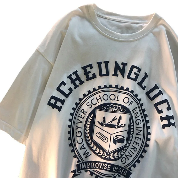 

2021 new summer loose print short-sleeved t-shirt female couple tops tide summer plus size t shirt for women graphic t shirts