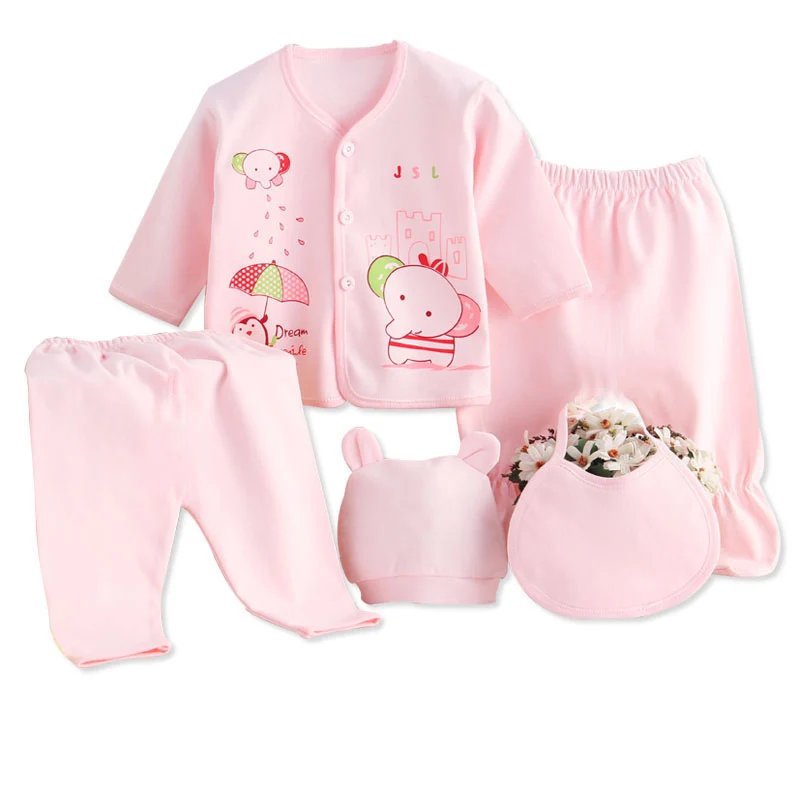 Newborn Set Baby Clothing Suits for Children 0-3Months Cartoon Fashion Clothes Girls and Boys Cotton 5pcs/set Girl Outfits | Детская