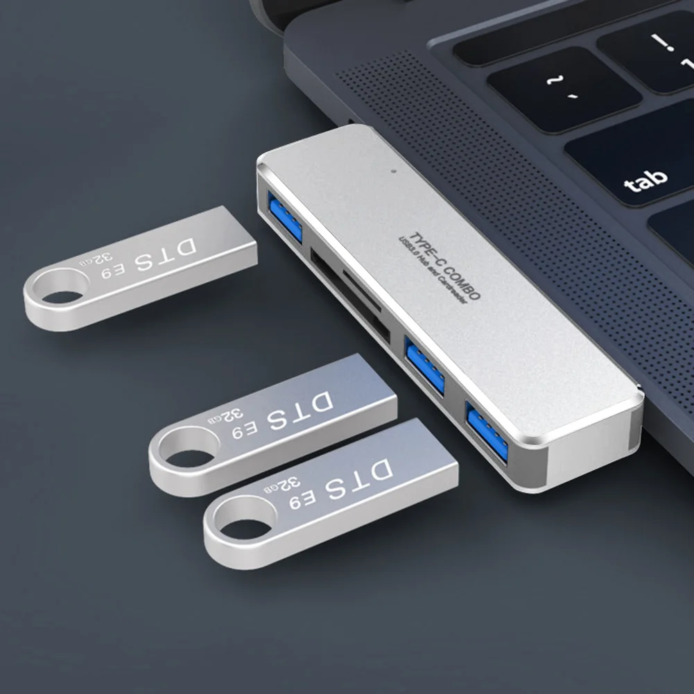 5 в 1 USB C концентратор тип до 3xUSB3. 0 + 1xTF кард-ридер адаптер для MacBook ноутбук Запчасти