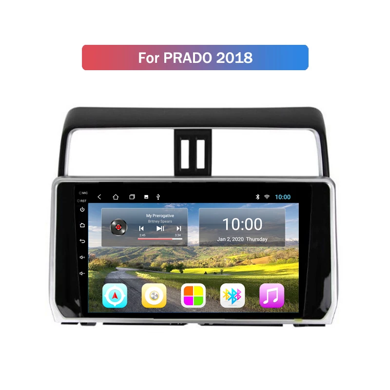 

Автомобильный радиоприемник, 2 Гб ОЗУ, полный экран 10,1 дюйма, Android 9, автомобильная аудиосистема, проигрыватель для Toyota Prado 2018, Gps-навигация
