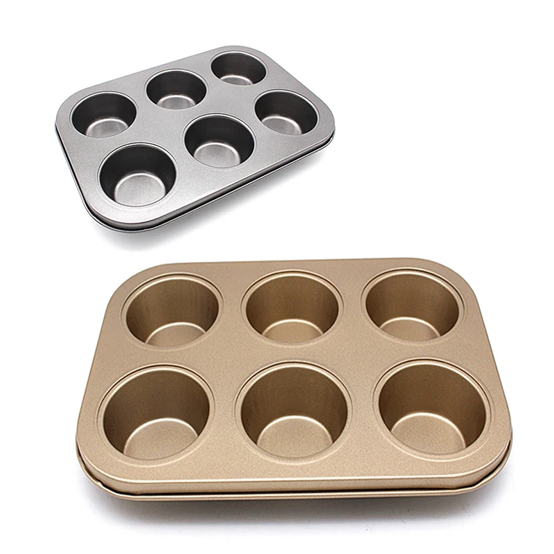 

6 Holes Nonstick Baking Pan Carbon Steel Muffin Cup Pan Mold Biscuit Baking Sheet Muffin Tray Diy Cupcake Pan Baking Supplies