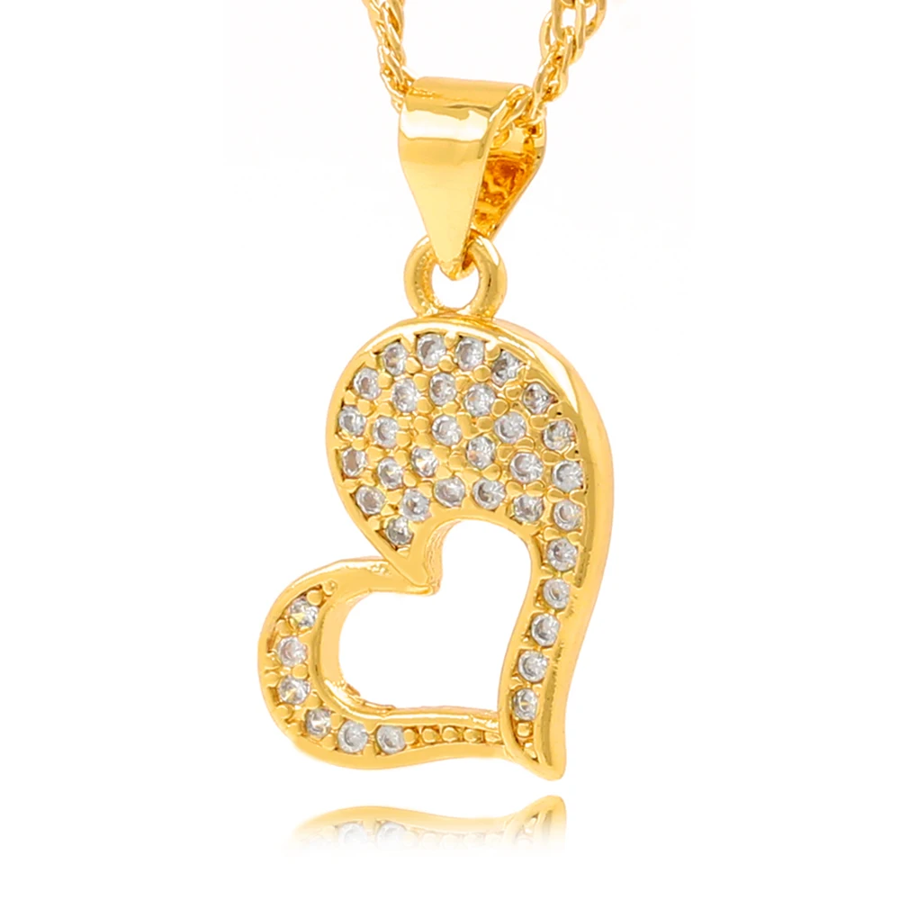Punk Gothic Harajuku Bling CZ Hollow Heart Shaped Pendant Choker Gold Necklace Fashion Jewelry For Women Girls Christmas Gift