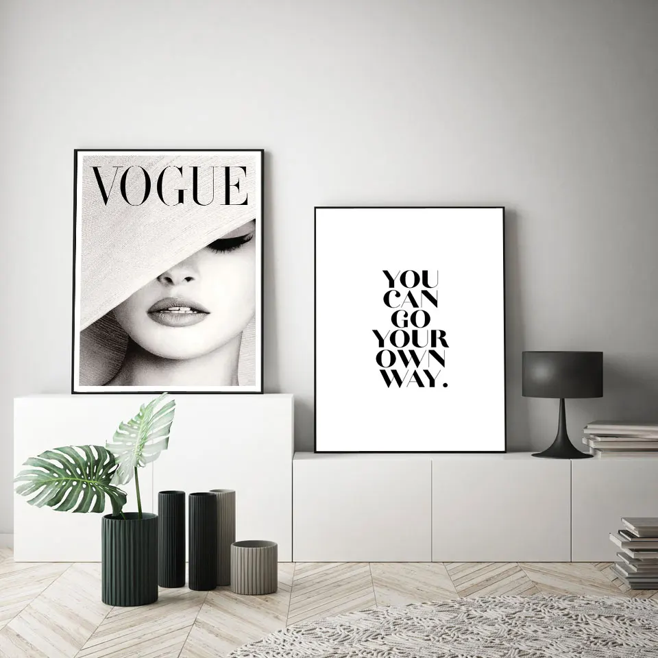 Vogue обложка белая шляпа Искусство Холст Картина Настенная картина Мода