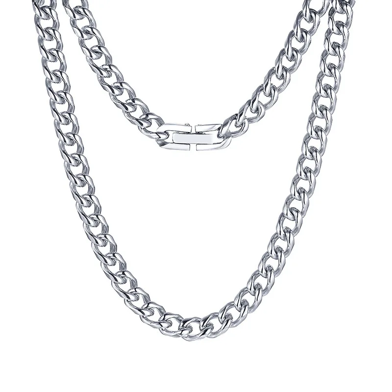 

50/60cm Stainless Steel Men Necklaces Silver color Metal Single Link Chain Fashion Jewelry Punk Style