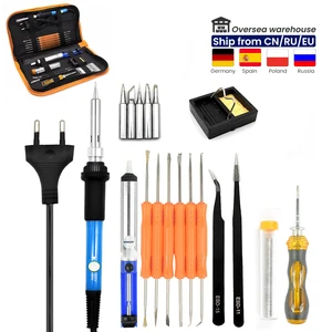 Электрический паяльник, набор для ремонта 60 Вт 220 В, сварочный наконечник с регулируемой температурой, портативные инструменты сделай сам с плоскогубцами для олова из ЕС
