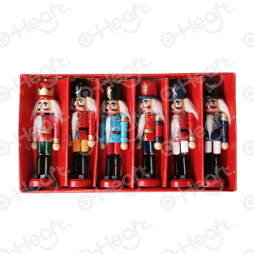 6pcs Деревянная кукла Щелкунчик Новогоднее настольное Рождественское украшение рисунок грецких орехов солдатики Рождественское украшение для дома navidad - Цвет: 6pcs
