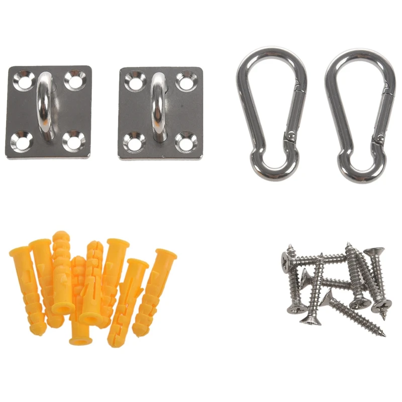 

2 Sets Of Suspended Ceiling Wall Mount U-Shaped Hooks Stainless Steel Heavy Duty Multi-Function Hammock Hammock Hook Metal Base