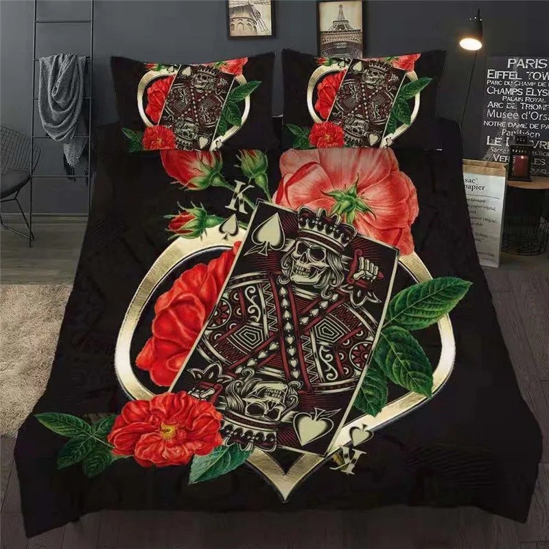 3D Poker Skull постельное белье AU King size сахарный череп пододеяльник с наволочкой роскошное домашний