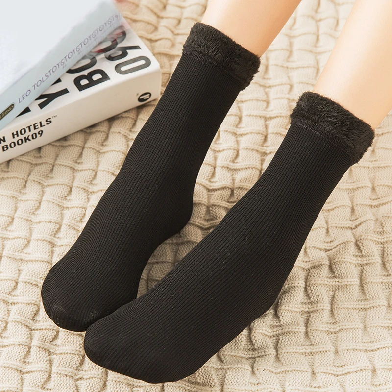 4 пар/лот носки зимние теплые женские цветные хлопковые плюс бархатные плотные