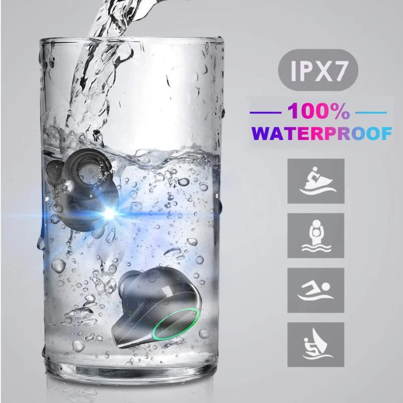 TWS стереонаушники nочень водонепроницаемые с поддержкой Bluetooth 5 0 и зарядным