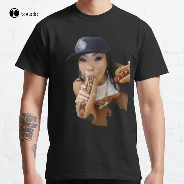 Asa Akira Eats Hotdog Classic T-Shirt Tee Shirt