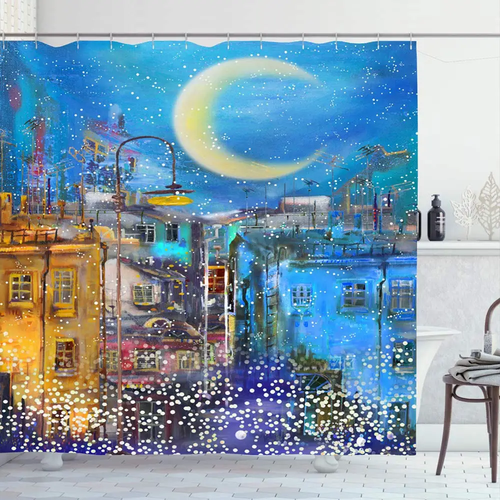 Комплект душевой занавески с крючками 72x72 дюйма современный Импрессионизм