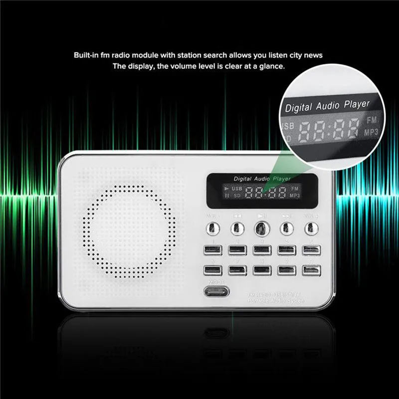T 205 Fm радио портативный цифровой мультимедийный Mp3 музыка громкий динамик 3 Вт