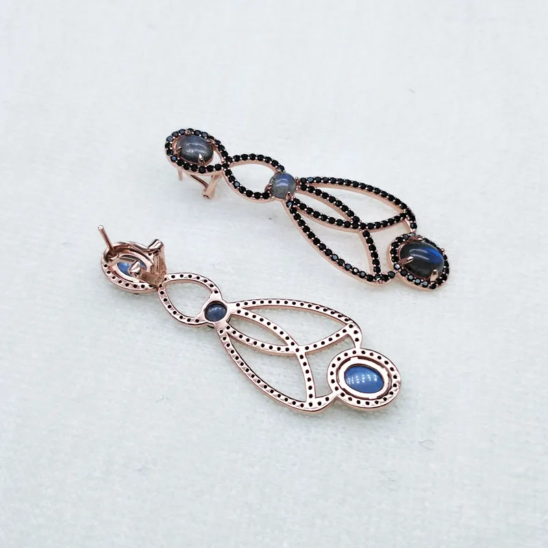 Женские длинные серьги TBJ ювелирные украшения с натуральным лабрадоритом и