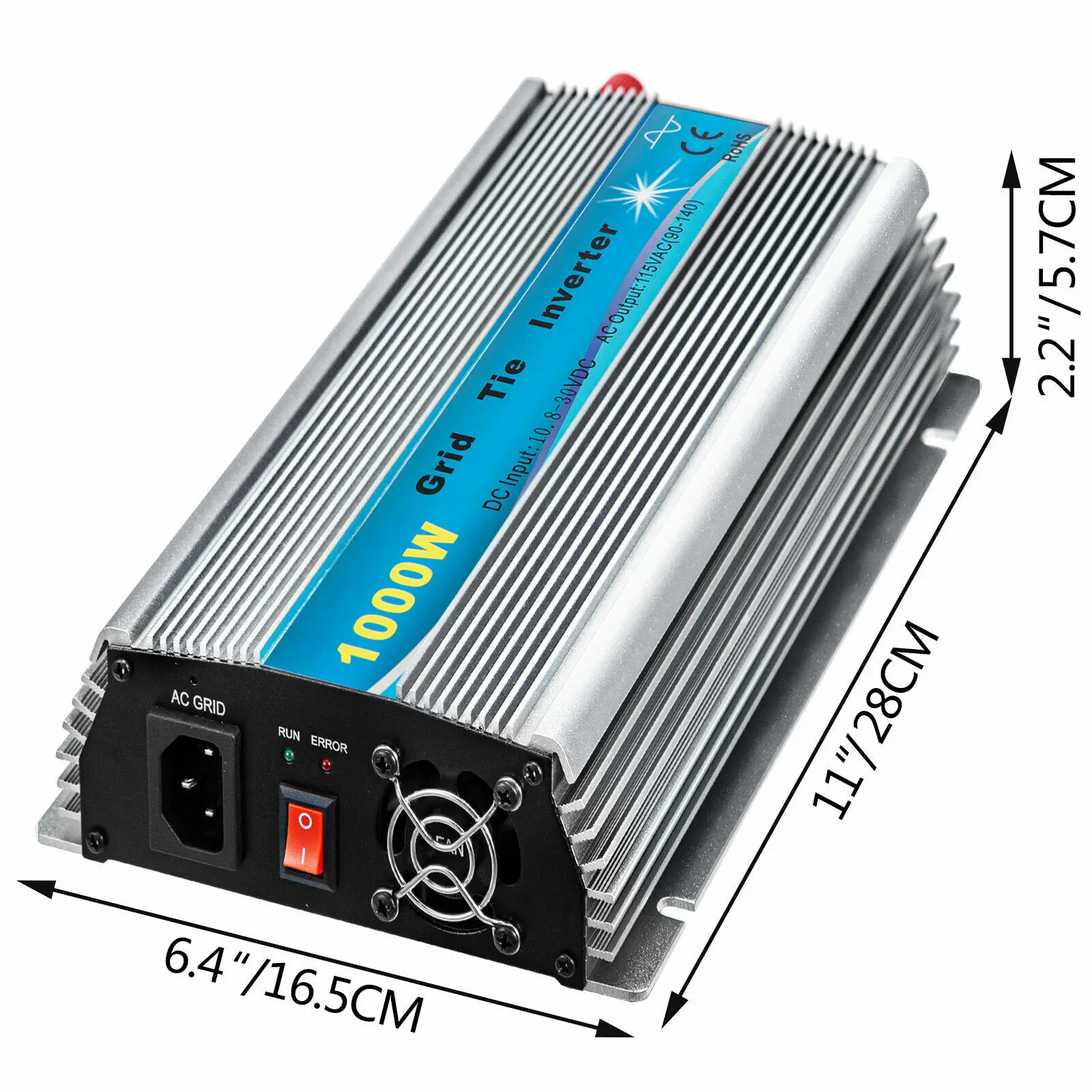

VEVOR 1000W MPPT Grid Tie Solar Inverter with High-Speed Cooling Fan & LED Indicators DC MAX. Current 70A Sturdy Aluminum Alloy